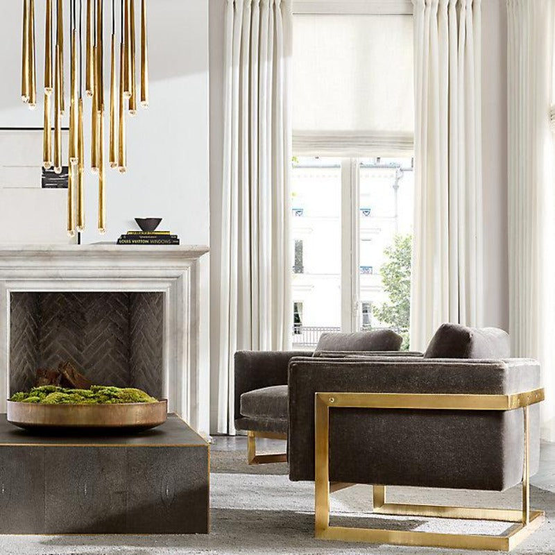 French Minimal Brass Chandelier - AiDeco.co.uk