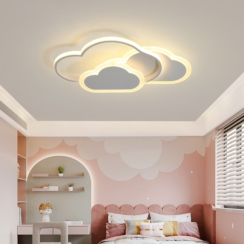 Modern Led Ceiling Lamp Creative White Cloud Bedroom Lighting Cartoon Children&#39;s Room Kid Read Study Pink Decoration Light - AiDeco.co.uk