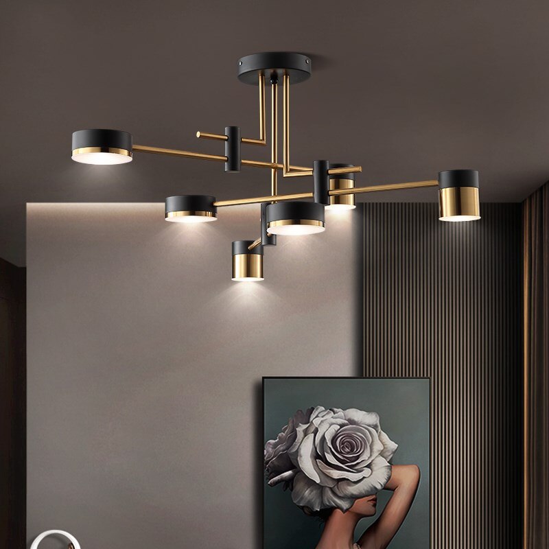 Nordic Ceiling Chandelier Living Room Office 3 Color Dimmable Gold Black Led Luster Lights for Kitchen Lighting Black Gold - AiDeco.co.uk