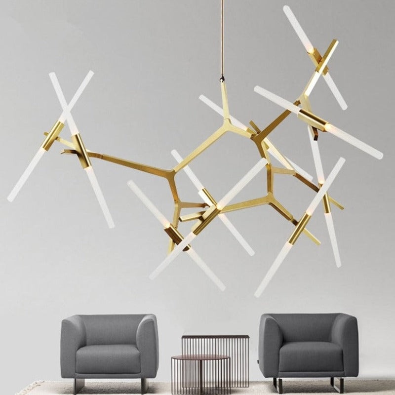 Abstract Golden Modern Chandelier - AiDeco.co.uk