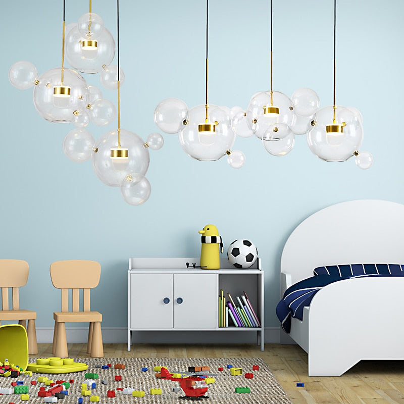 Artpad Living Room Chandelier Warm/White Lighting Creative Clear Glass Bubble LED Chandelier for Dinging Room Lighting Fixture - AiDeco.co.uk