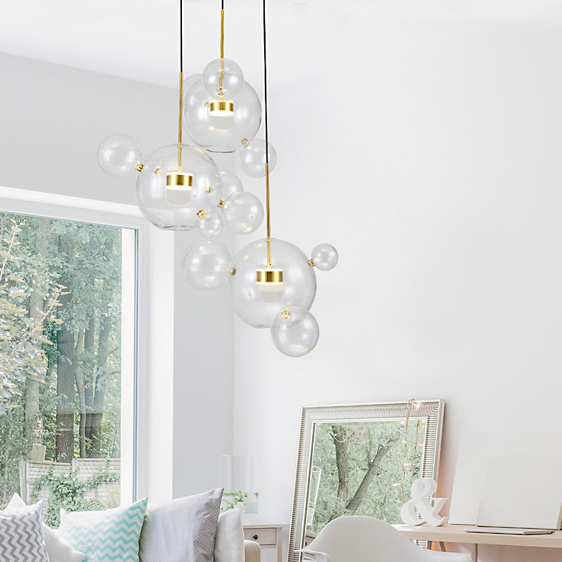 Artpad Living Room Chandelier Warm/White Lighting Creative Clear Glass Bubble LED Chandelier for Dinging Room Lighting Fixture - AiDeco.co.uk