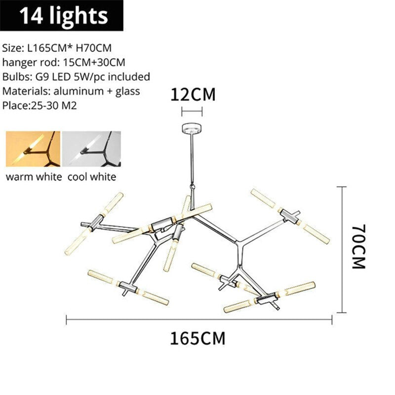 Abstract Golden Modern Chandelier - AiDeco.co.uk