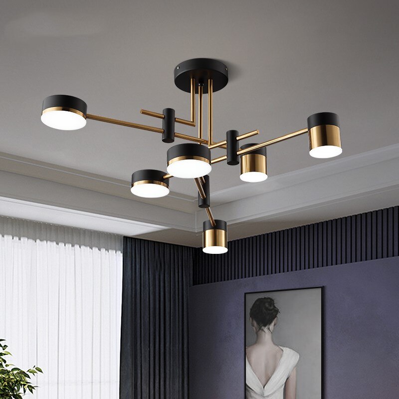 Nordic Ceiling Chandelier Living Room Office 3 Color Dimmable Gold Black Led Luster Lights for Kitchen Lighting Black Gold - AiDeco.co.uk