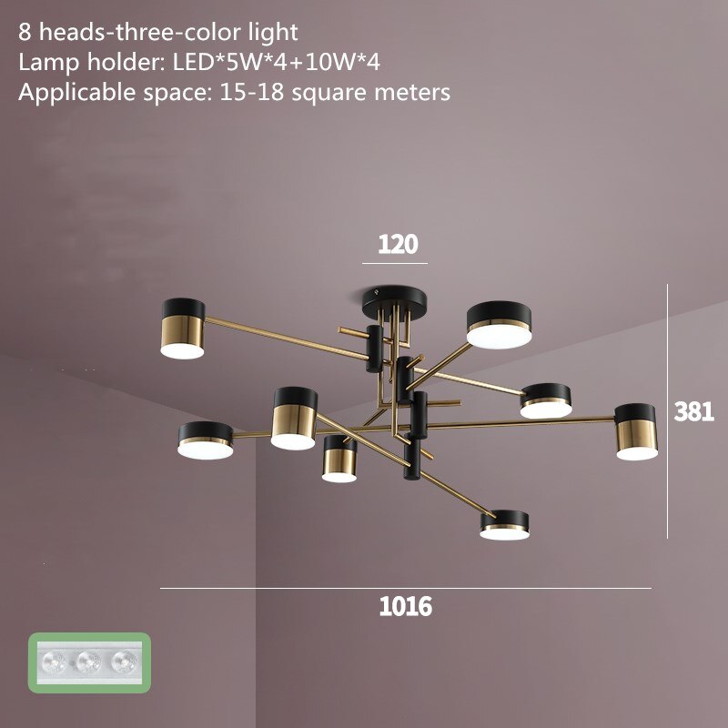 Nordic Ceiling Chandelier Living Room Office 3 Color Dimmable Gold Black Led Luster Lights for Kitchen Lighting Black Gold - AiDeco.co.uk