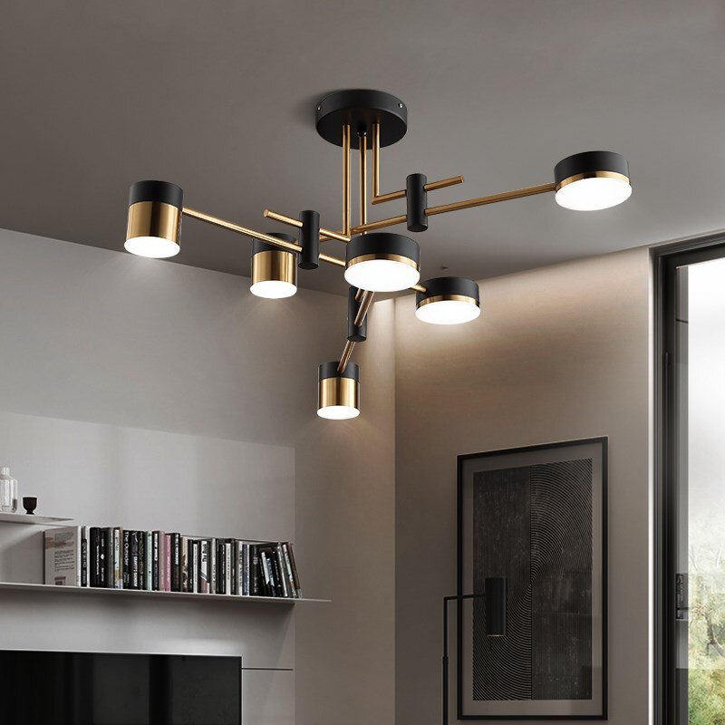 Nordic Ceiling Chandelier Living Room Office 3 Color Dimmable Gold Black Led Luster Lights for Kitchen Lighting Black Gold - AiDeco.co.uk