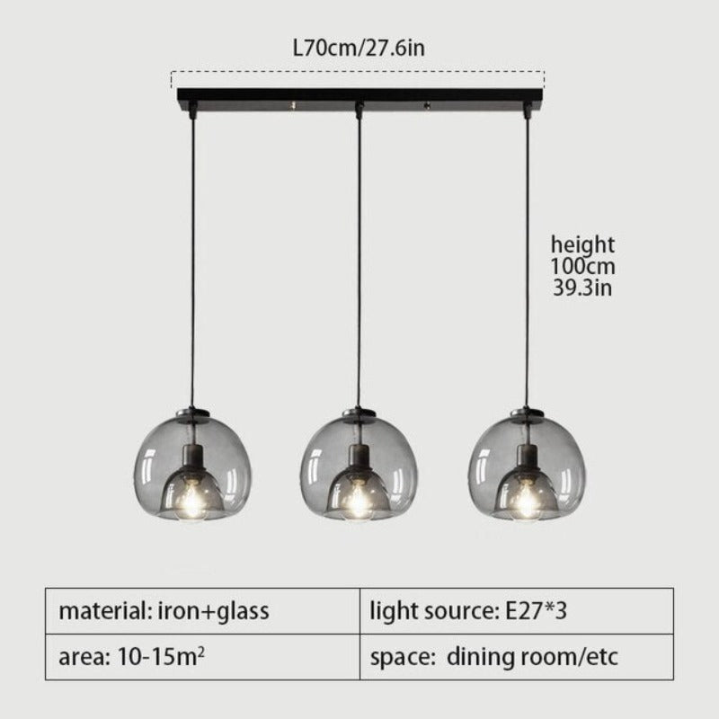 Nordic LED Pendant Lamp E27 Chandelier Light For Living Room Dining Room Kitchen Bedroom Modern Gray Glass Ceiling Hanging Light - AiDeco.co.uk