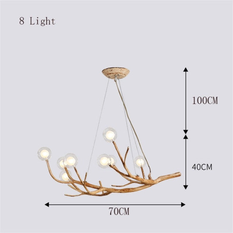 Modern Tree Branch Glass Bubble LED Chandelier Lighting Retro Ceiling Chandeliers Vintage Home Pendant suspension Light Fixtures - AiDeco.co.uk