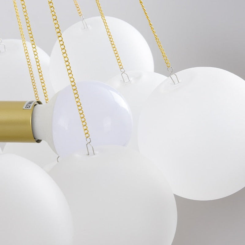 SANDYHA Nordic Frosted Glass Ball Chandeliers Children&#39;s Room Modern Hanging Lamps Dinning Living Room Gold Black LED Lightings - AiDeco.co.uk