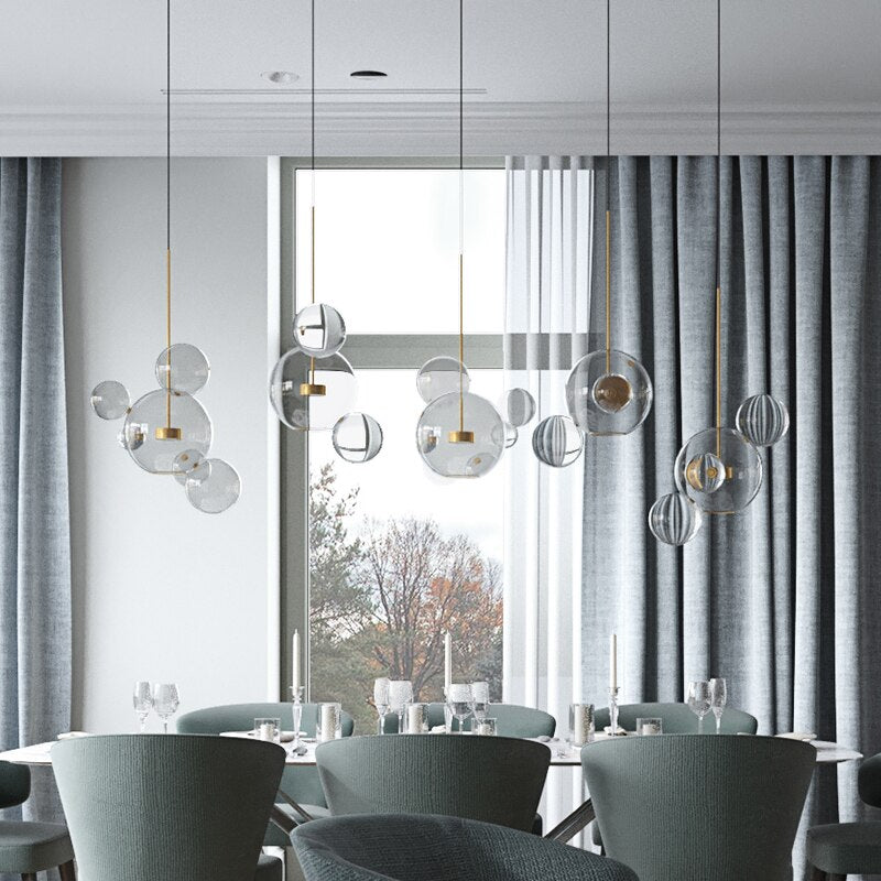 Artpad Living Room Chandelier Warm/White Lighting Creative Clear Glass Bubble LED Chandelier for Dinging Room Lighting Fixture - AiDeco.co.uk