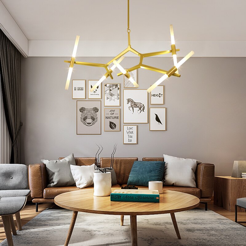 Abstract Golden Modern Chandelier - AiDeco.co.uk