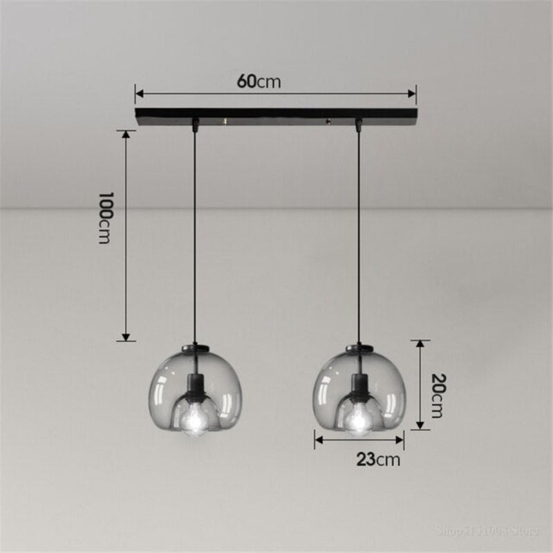 Nordic LED Pendant Lamp E27 Chandelier Light For Living Room Dining Room Kitchen Bedroom Modern Gray Glass Ceiling Hanging Light - AiDeco.co.uk