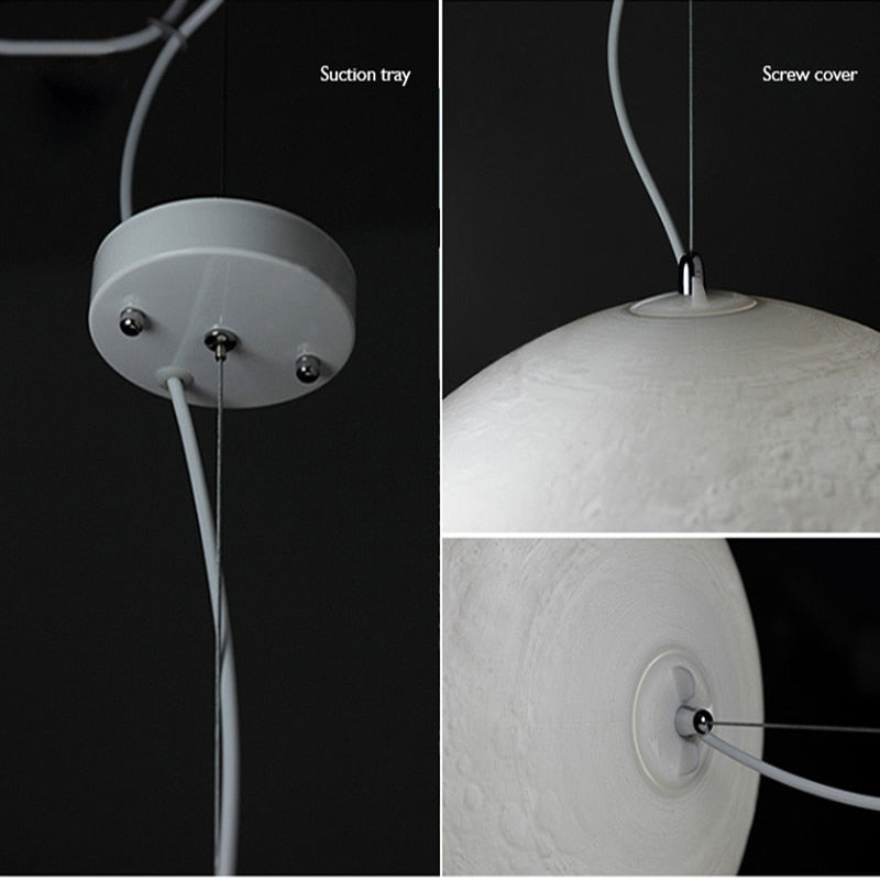 3D Print Moon Pendant Lights LED - AiDeco.co.uk