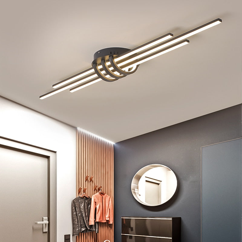 LODOOO Modern Led Chandeliers For Bedroom Corridor Foyer Living Room Matte Black/White Led Ceiling Chandelier Fixtures 90-260V - AiDeco.co.uk
