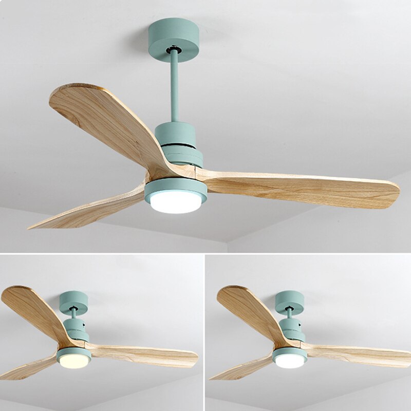 Wooden Modern LED Chandelier With Fan And Light Hanging Ceiling Lamp for Living Room Bedroom Remote Control Wood Fans Lamps Home - AiDeco.co.uk