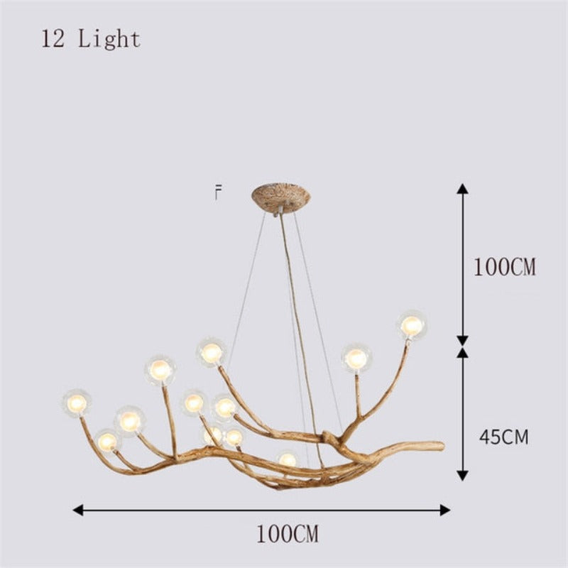 Modern Tree Branch Glass Bubble LED Chandelier Lighting Retro Ceiling Chandeliers Vintage Home Pendant suspension Light Fixtures - AiDeco.co.uk