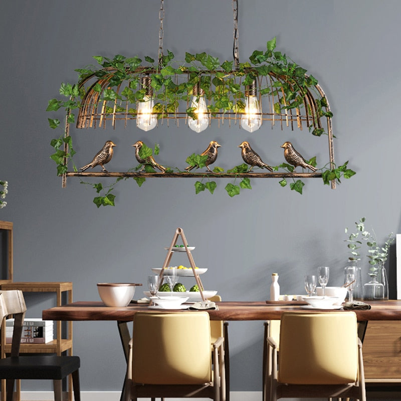 Retro Botanical Industrial Hanging Lamp - AiDeco.co.uk