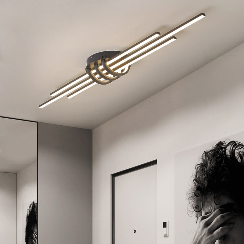 LODOOO Modern Led Chandeliers For Bedroom Corridor Foyer Living Room Matte Black/White Led Ceiling Chandelier Fixtures 90-260V - AiDeco.co.uk