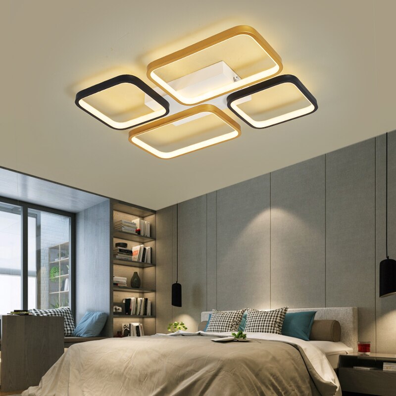 Modern Golden Square Shapes Led Ceiling - AiDeco.co.uk