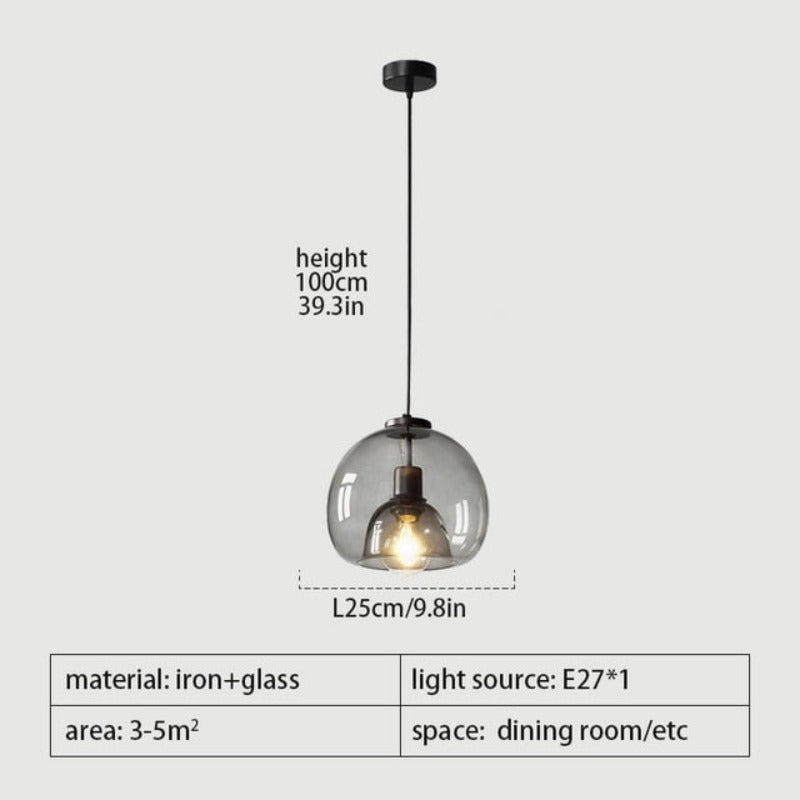 Nordic LED Pendant Lamp E27 Chandelier Light For Living Room Dining Room Kitchen Bedroom Modern Gray Glass Ceiling Hanging Light - AiDeco.co.uk