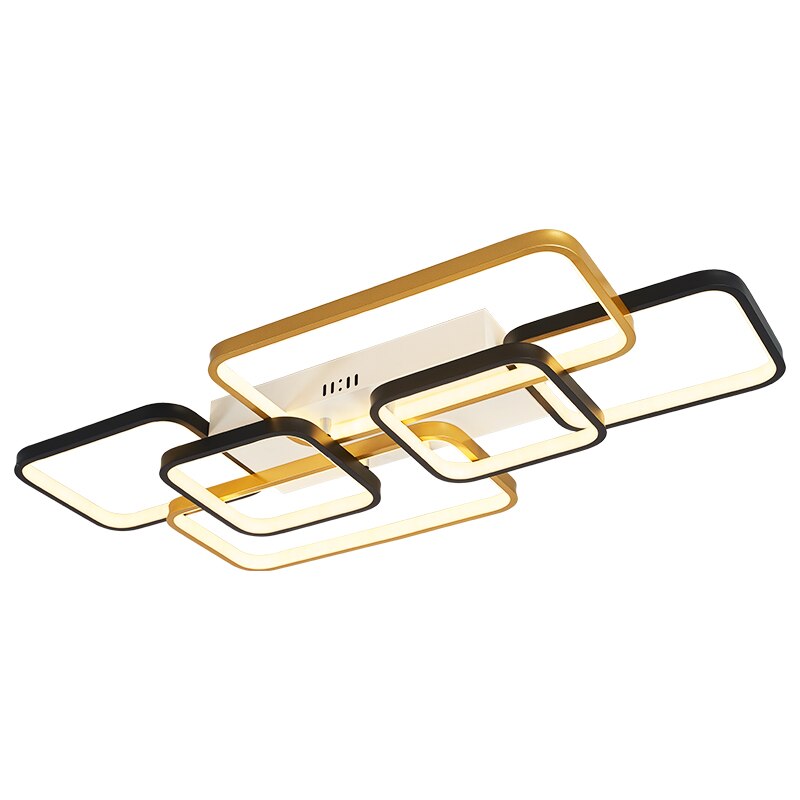 Modern Golden Square Shapes Led Ceiling - AiDeco.co.uk