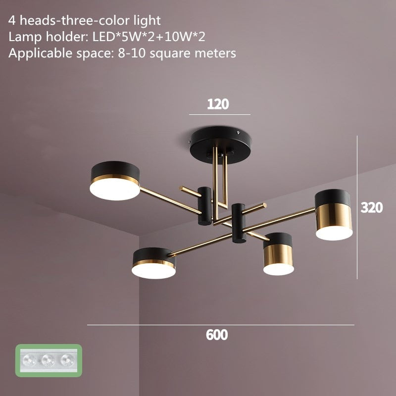 Nordic Ceiling Chandelier Living Room Office 3 Color Dimmable Gold Black Led Luster Lights for Kitchen Lighting Black Gold - AiDeco.co.uk