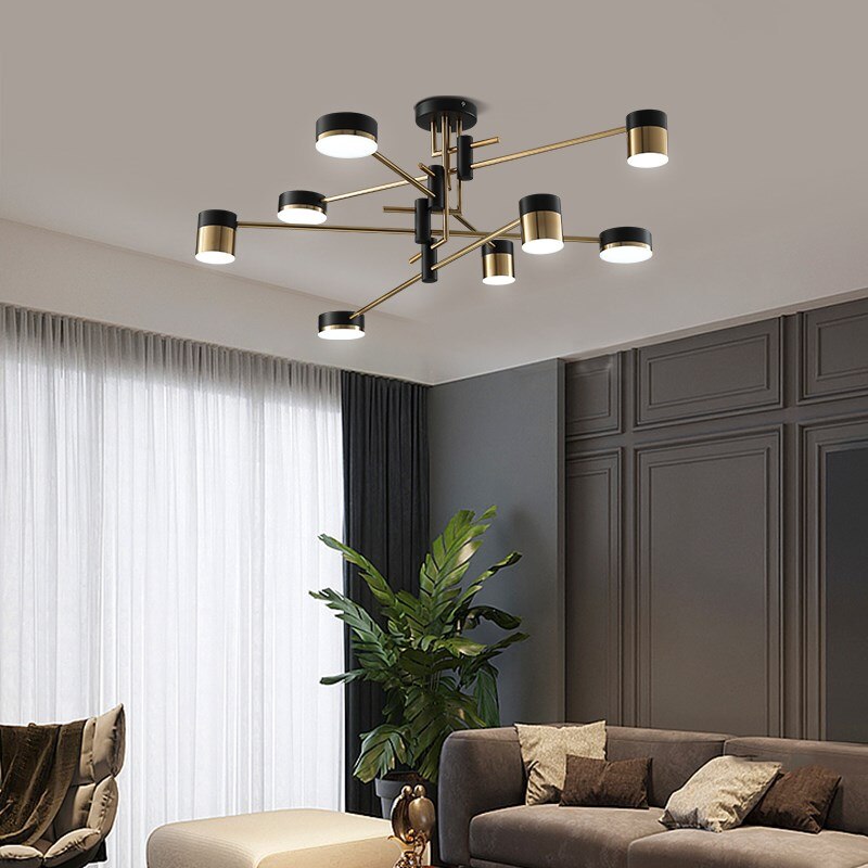 Nordic Ceiling Chandelier Living Room Office 3 Color Dimmable Gold Black Led Luster Lights for Kitchen Lighting Black Gold - AiDeco.co.uk