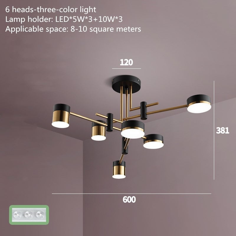 Nordic Ceiling Chandelier Living Room Office 3 Color Dimmable Gold Black Led Luster Lights for Kitchen Lighting Black Gold - AiDeco.co.uk