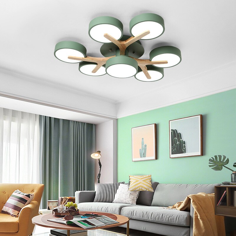 Nordic solid wood ceiling chandelier living room LED ceiling lamp bedroom lighting indoor lighting villa kitchen chandelier - AiDeco.co.uk