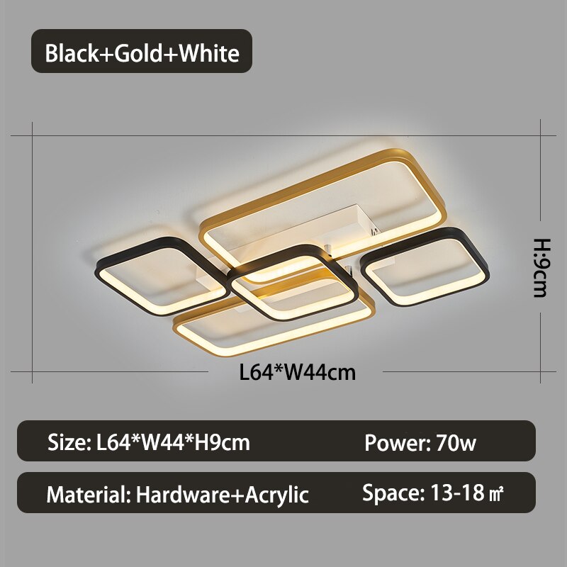 Modern Golden Square Shapes Led Ceiling - AiDeco.co.uk