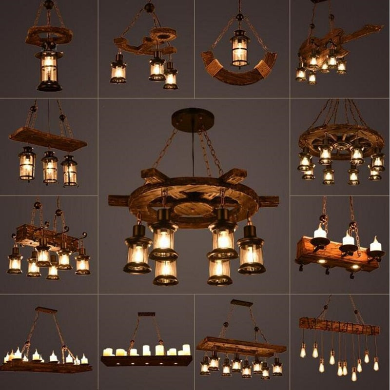 Antique Industrial Retro Wood LED Ceiling - AiDeco.co.uk