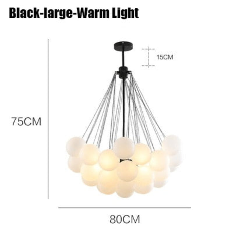 SANDYHA Nordic Frosted Glass Ball Chandeliers Children&#39;s Room Modern Hanging Lamps Dinning Living Room Gold Black LED Lightings - AiDeco.co.uk