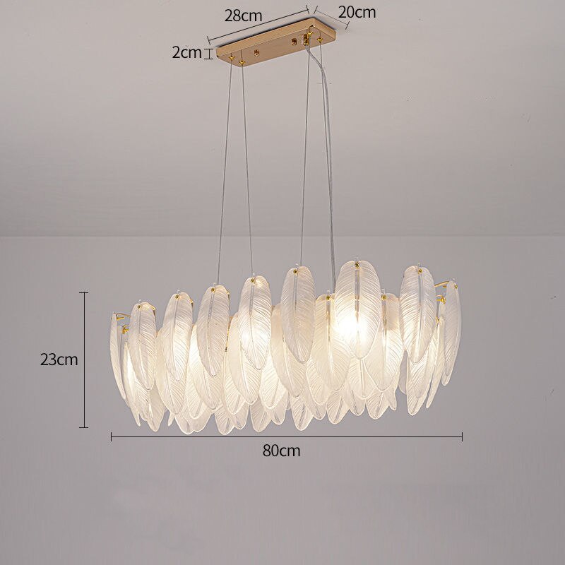 Nordic Glasses Feather Chandeliers Luxury Gold LED Chandelier Round Ring Living Dining Room Decoration Indoor Lighting Fixture - AiDeco.co.uk