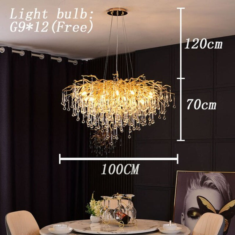 Modern Luxury Ceiling Chandelier Lighting Crystal LED Chandeliers Living Room Decoration Villa Water Drop Pendant Lamp - AiDeco.co.uk