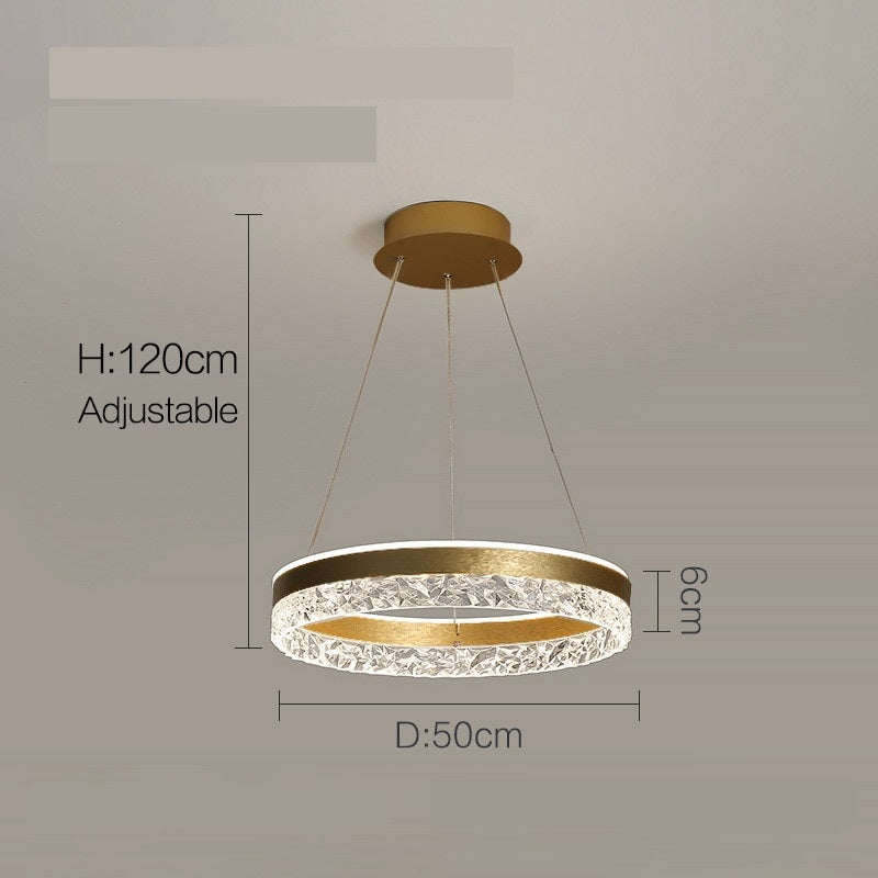 Minimalist Modern Led Chandelier Home Lighting Crystal Rings Ceiling Mounted Chandelier Lighting Hanging Lamp White&Gold Frame - AiDeco.co.uk
