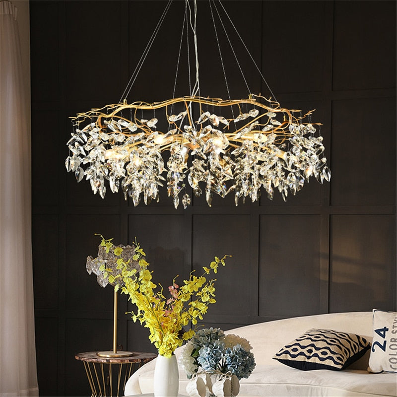 Modern Luxury Gold Crystal Chandelier Lighting Large Led Chandeliers Fixtures for Living Room Hotel Hall Art Decor Hanging Lamp - AiDeco.co.uk