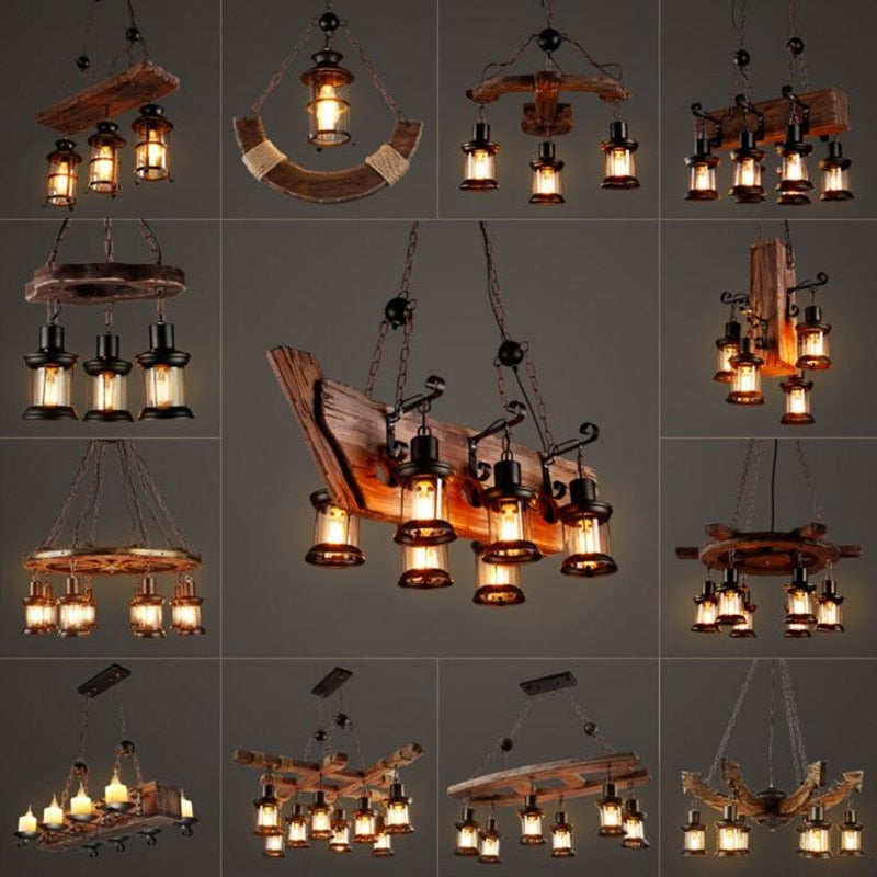 Antique Industrial Retro Wood LED Ceiling - AiDeco.co.uk