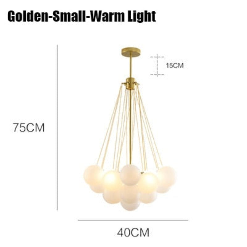 SANDYHA Nordic Frosted Glass Ball Chandeliers Children&#39;s Room Modern Hanging Lamps Dinning Living Room Gold Black LED Lightings - AiDeco.co.uk