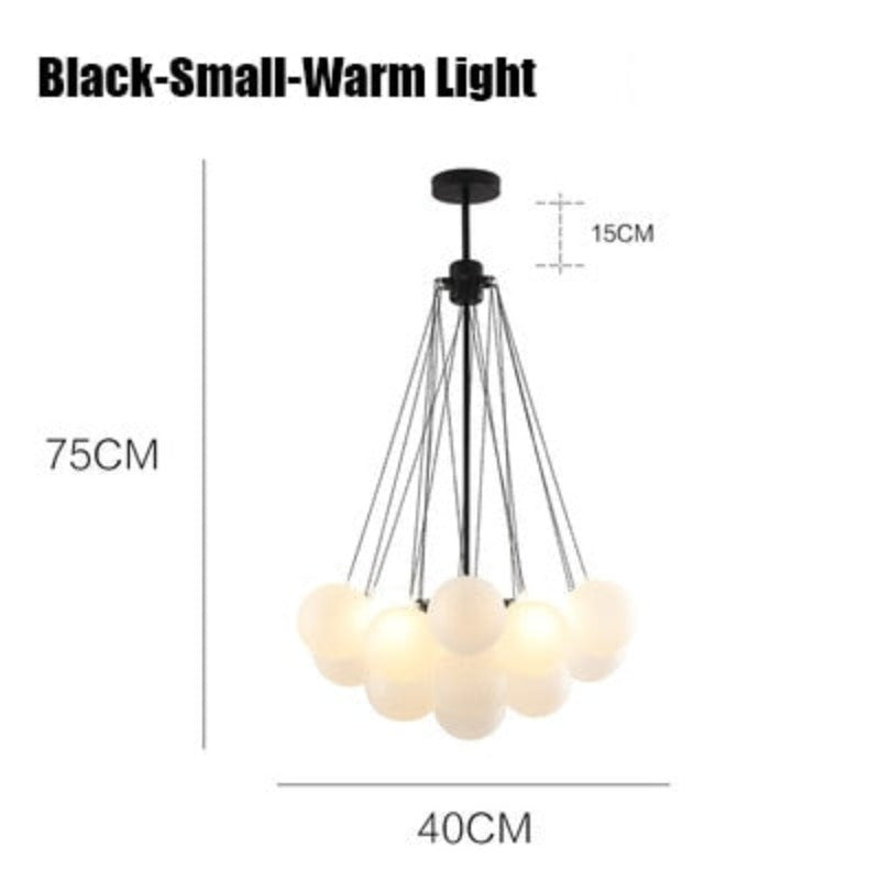 SANDYHA Nordic Frosted Glass Ball Chandeliers Children&#39;s Room Modern Hanging Lamps Dinning Living Room Gold Black LED Lightings - AiDeco.co.uk