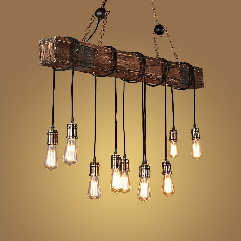 Antique Industrial Retro Wood LED Ceiling - AiDeco.co.uk