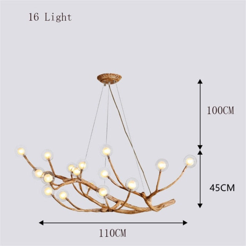 Modern Tree Branch Glass Bubble LED Chandelier Lighting Retro Ceiling Chandeliers Vintage Home Pendant suspension Light Fixtures - AiDeco.co.uk