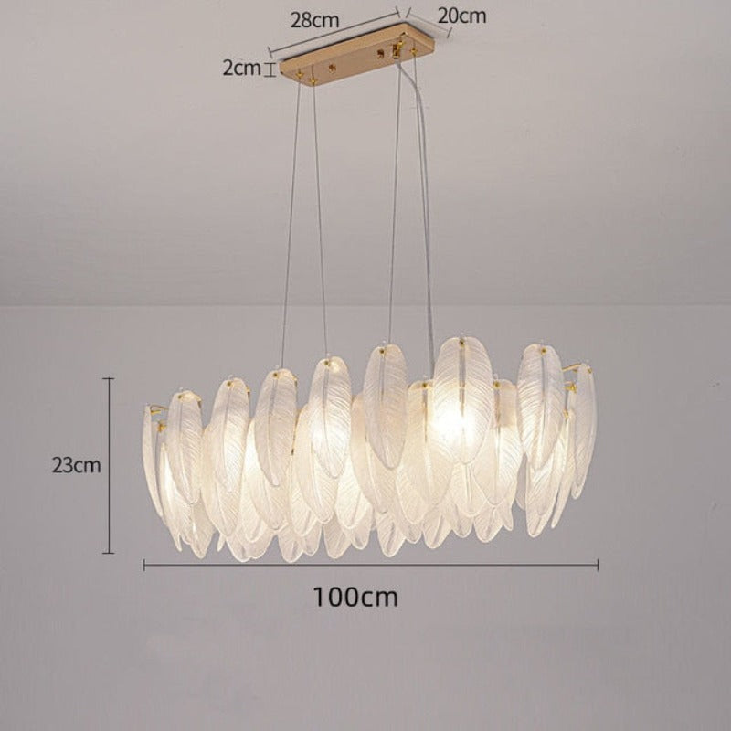 Nordic Glasses Feather Chandeliers Luxury Gold LED Chandelier Round Ring Living Dining Room Decoration Indoor Lighting Fixture - AiDeco.co.uk