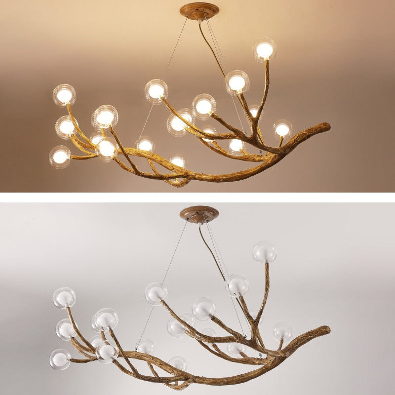 Modern Tree Branch Glass Bubble LED Chandelier Lighting Retro Ceiling Chandeliers Vintage Home Pendant suspension Light Fixtures - AiDeco.co.uk