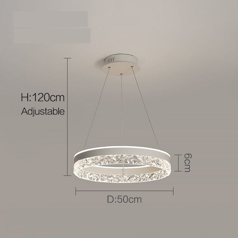 Minimalist Modern Led Chandelier Home Lighting Crystal Rings Ceiling Mounted Chandelier Lighting Hanging Lamp White&Gold Frame - AiDeco.co.uk