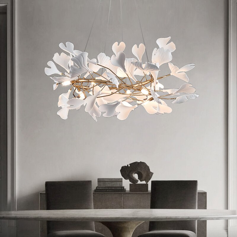 2022 New Modern Design Chandeliers Porcelain Leaves Pendant Lights Hotel Living Room Bedroom Art Lobby Decoration Chandelier - AiDeco.co.uk