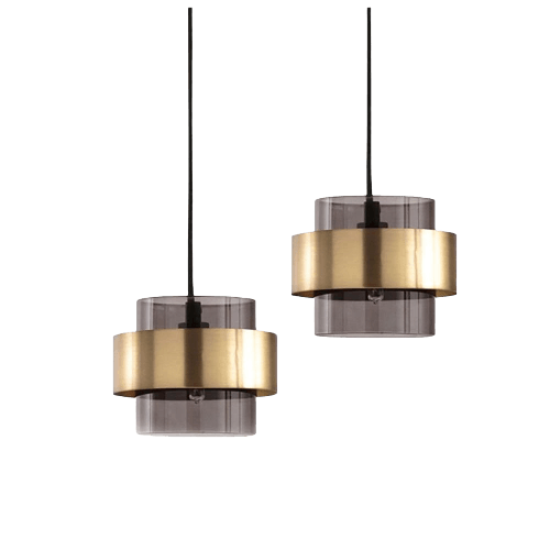 Glass Cylindrical LED Pendant Light, Amber, Grey - AiDeco.co.uk