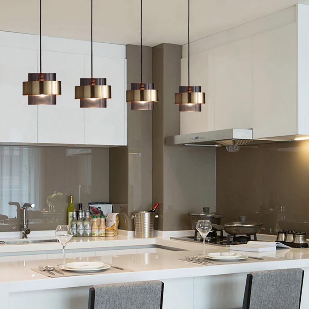 Glass Cylindrical LED Pendant Light, Amber, Grey - AiDeco.co.uk