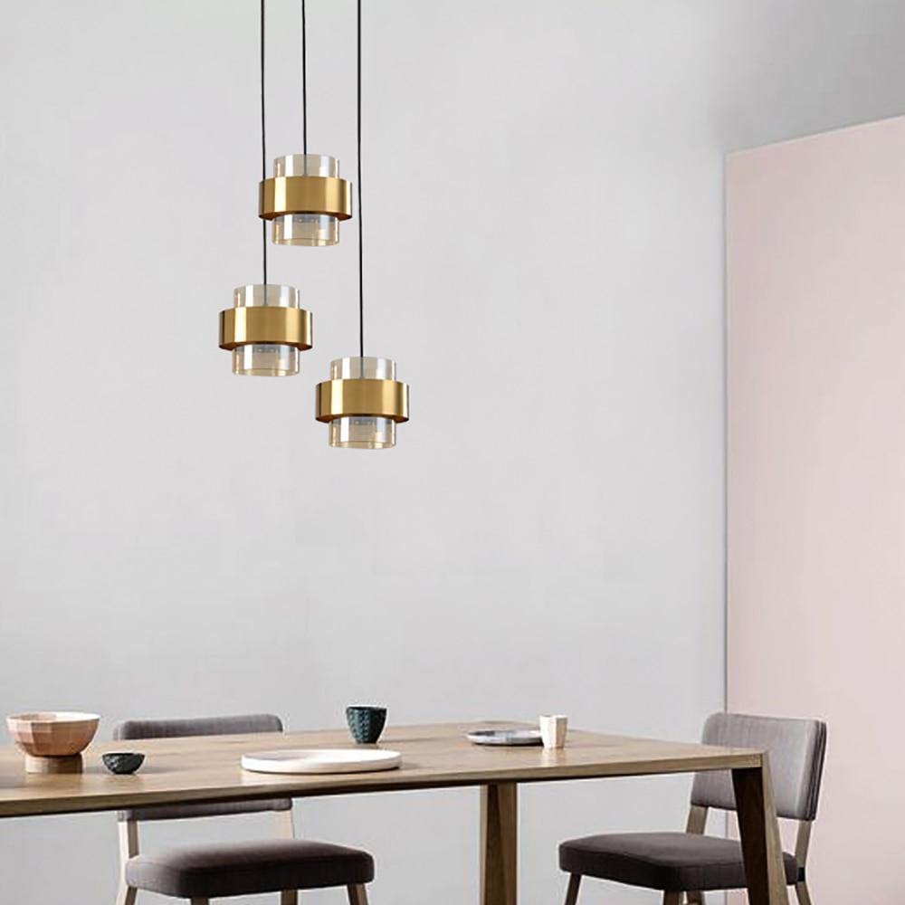 Glass Cylindrical LED Pendant Light, Amber, Grey - AiDeco.co.uk
