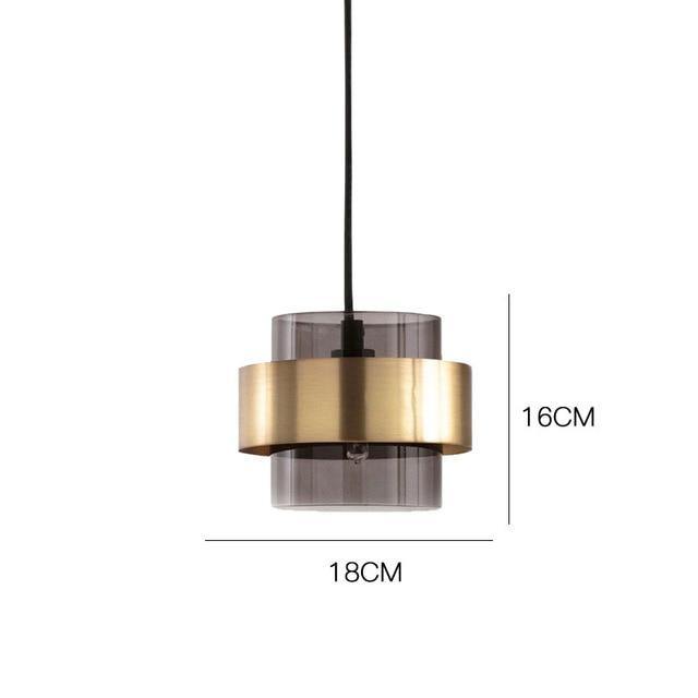 Glass Cylindrical LED Pendant Light, Amber, Grey - AiDeco.co.uk
