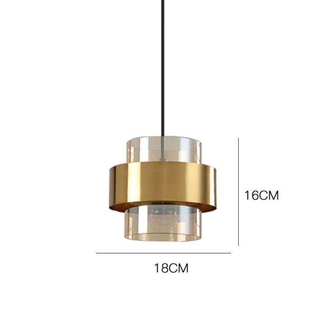 Glass Cylindrical LED Pendant Light, Amber, Grey - AiDeco.co.uk